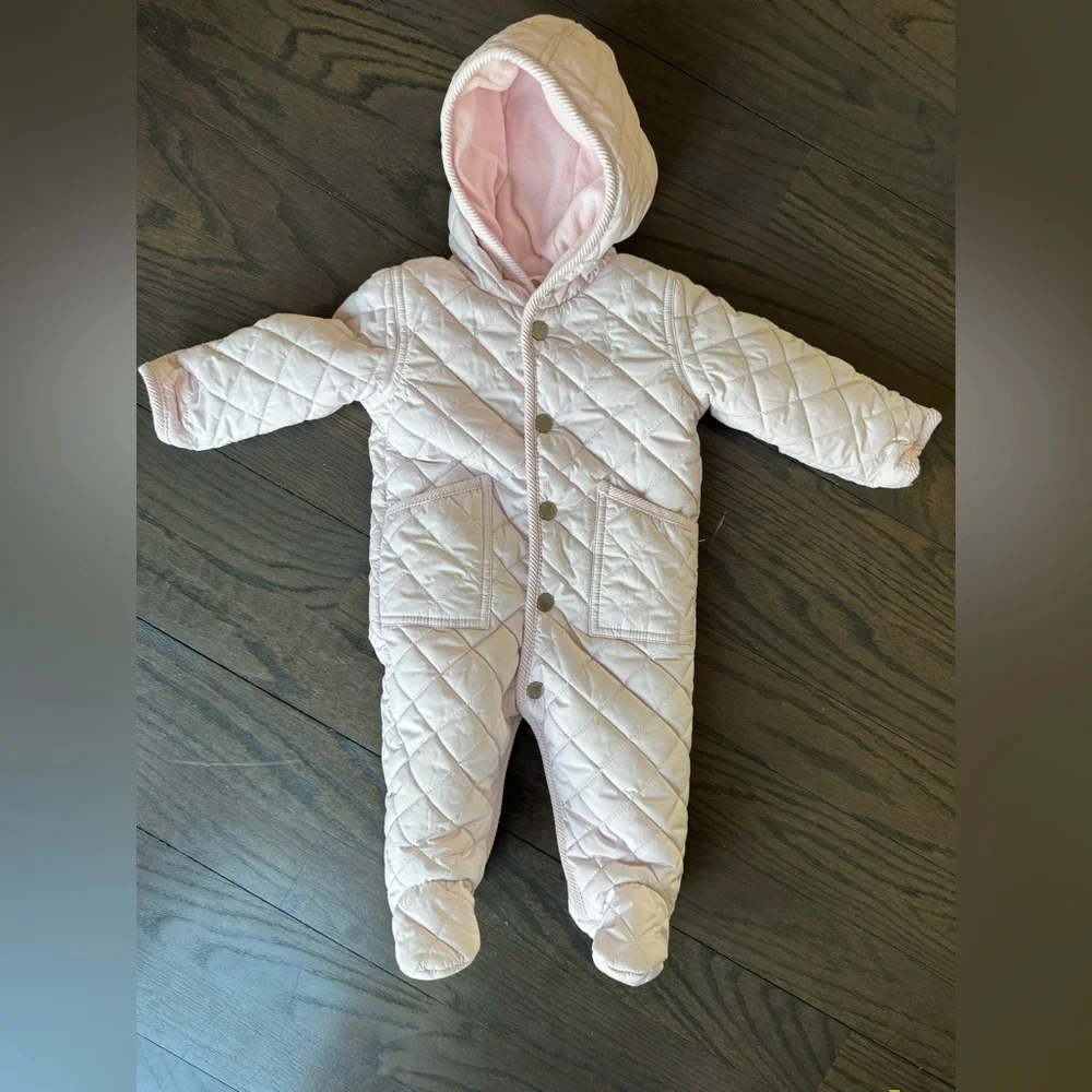 Ralph Lauren Baby Water-Repellent Hooded Barn Pink Pramsuit Size 6M